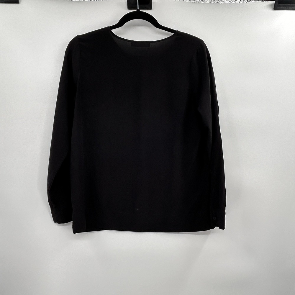 Everlane Womens 100% Silk Long Sleeve Top Size XS Black Minimalist Classic - Picture 5 of 6